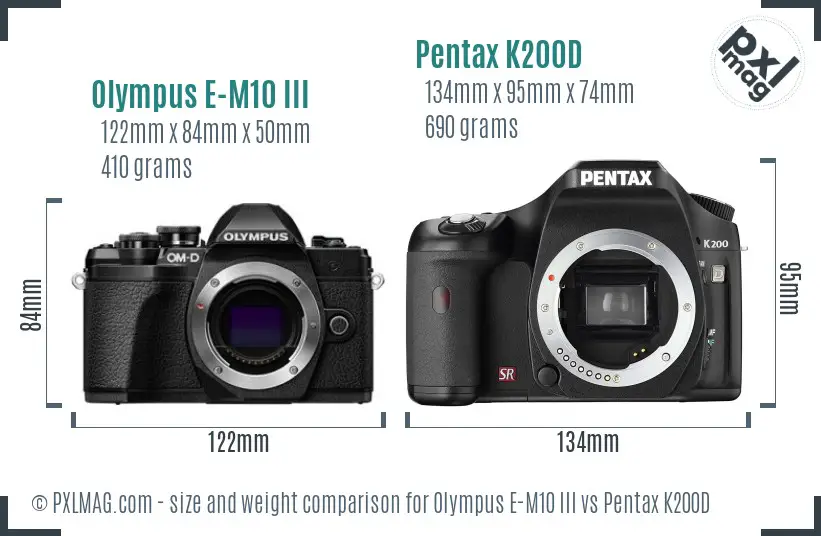 Olympus E-M10 III vs Pentax K200D size comparison