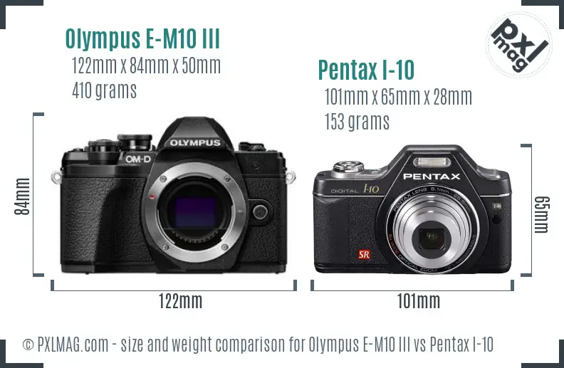 Olympus E-M10 III vs Pentax I-10 size comparison