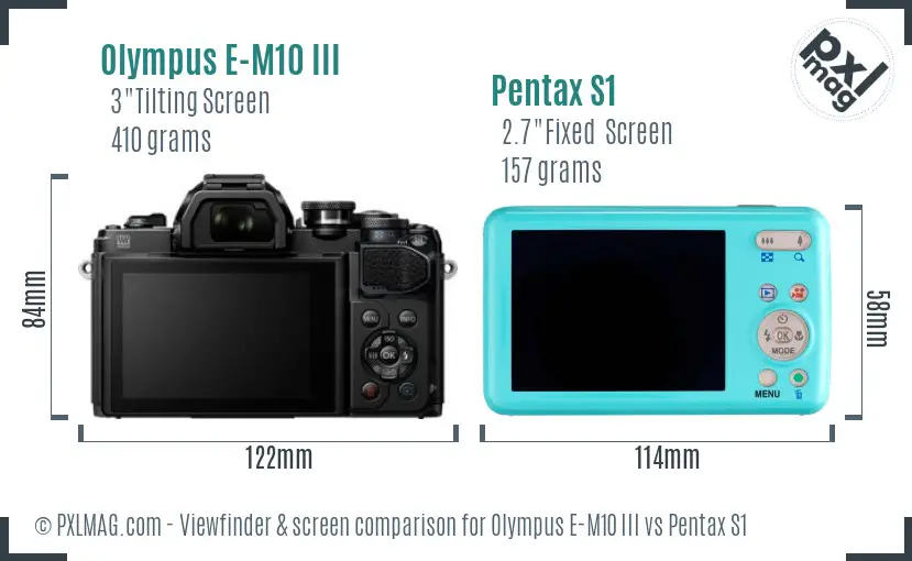 Olympus E-M10 III vs Pentax S1 Screen and Viewfinder comparison