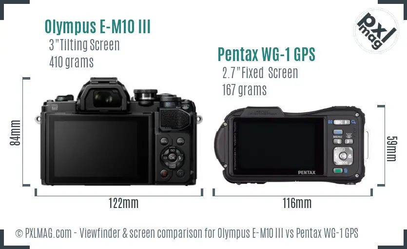 Olympus E-M10 III vs Pentax WG-1 GPS Screen and Viewfinder comparison