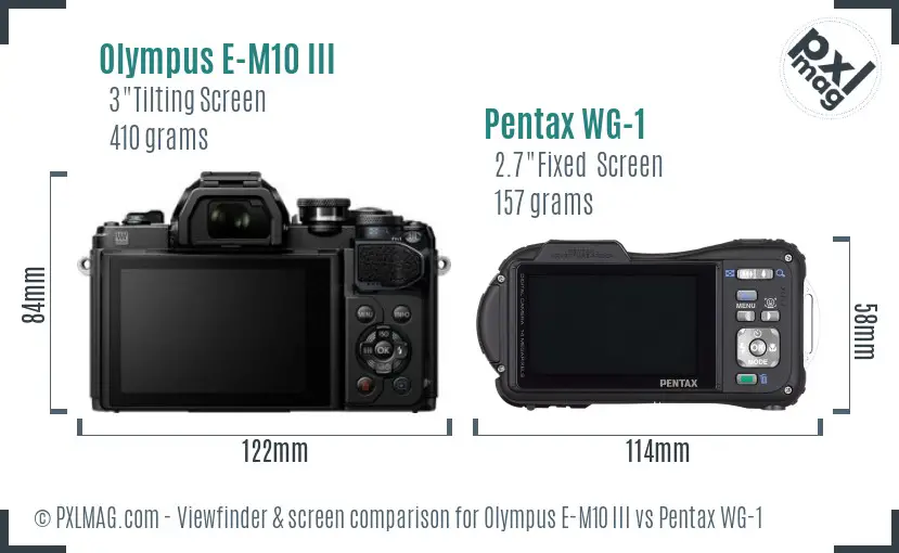 Olympus E-M10 III vs Pentax WG-1 Screen and Viewfinder comparison
