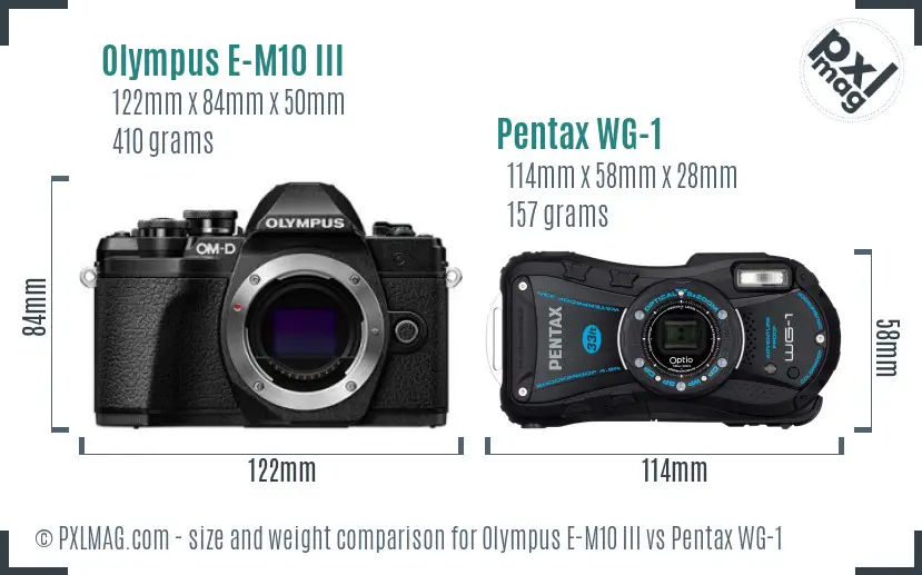 Olympus E-M10 III vs Pentax WG-1 size comparison