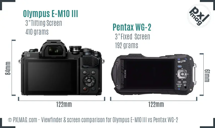 Olympus E-M10 III vs Pentax WG-2 Screen and Viewfinder comparison