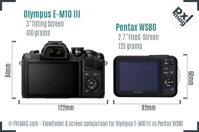 Olympus E-M10 III vs Pentax WS80 Screen and Viewfinder comparison