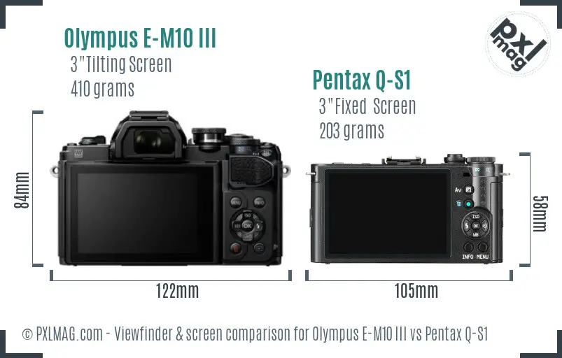 Olympus E-M10 III vs Pentax Q-S1 Screen and Viewfinder comparison