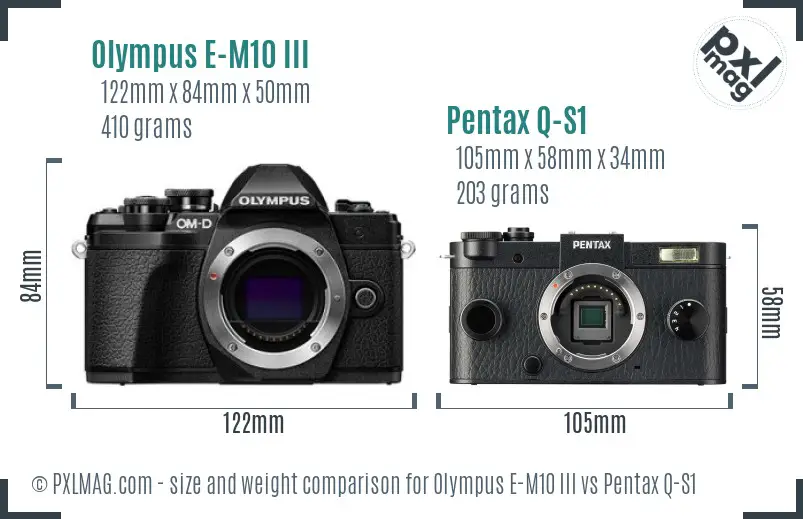 Olympus E-M10 III vs Pentax Q-S1 size comparison