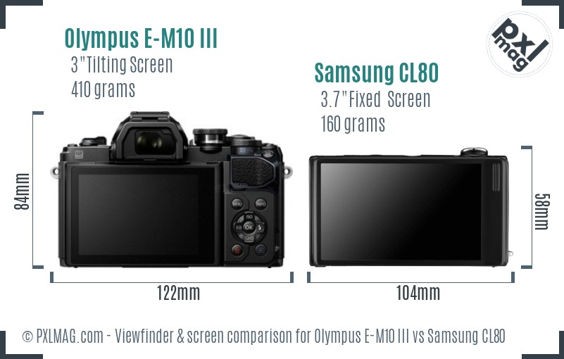 Olympus E-M10 III vs Samsung CL80 Screen and Viewfinder comparison
