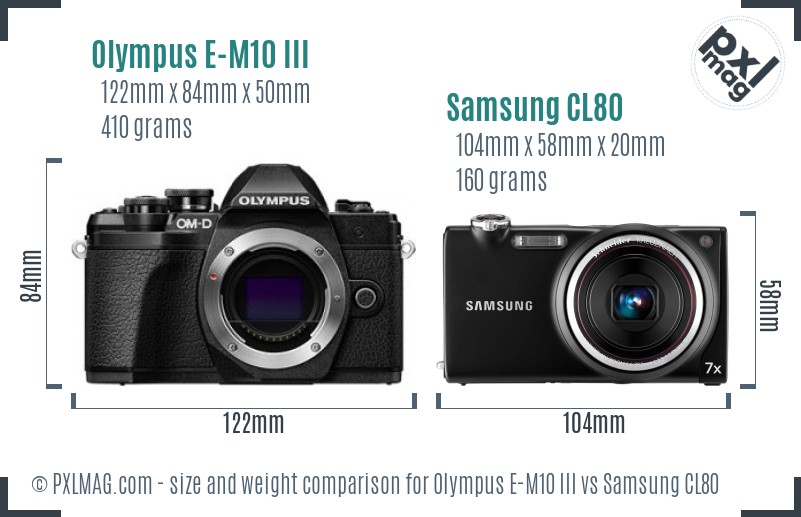 Olympus E-M10 III vs Samsung CL80 size comparison Olympus E-M10 III vs Samsung CL80 size comparison