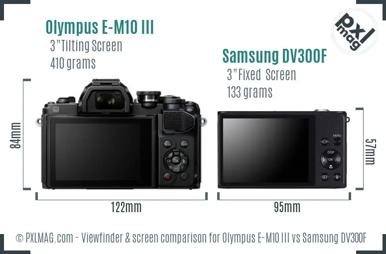 Olympus E-M10 III vs Samsung DV300F Screen and Viewfinder comparison