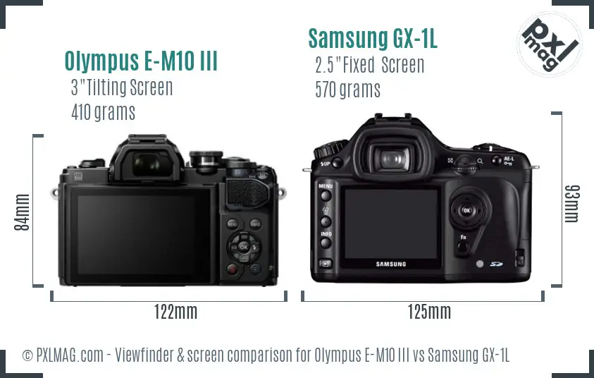 Olympus E-M10 III vs Samsung GX-1L Screen and Viewfinder comparison Olympus E-M10 III vs Samsung GX-1L Screen and Viewfinder comparison