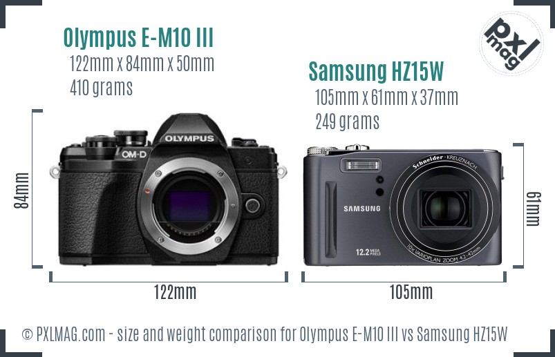 Olympus E-M10 III vs Samsung HZ15W size comparison Olympus E-M10 III vs Samsung HZ15W size comparison