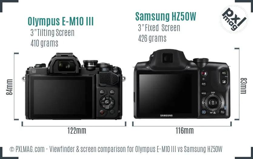 Olympus E-M10 III vs Samsung HZ50W Screen and Viewfinder comparison Olympus E-M10 III vs Samsung HZ50W Screen and Viewfinder comparison
