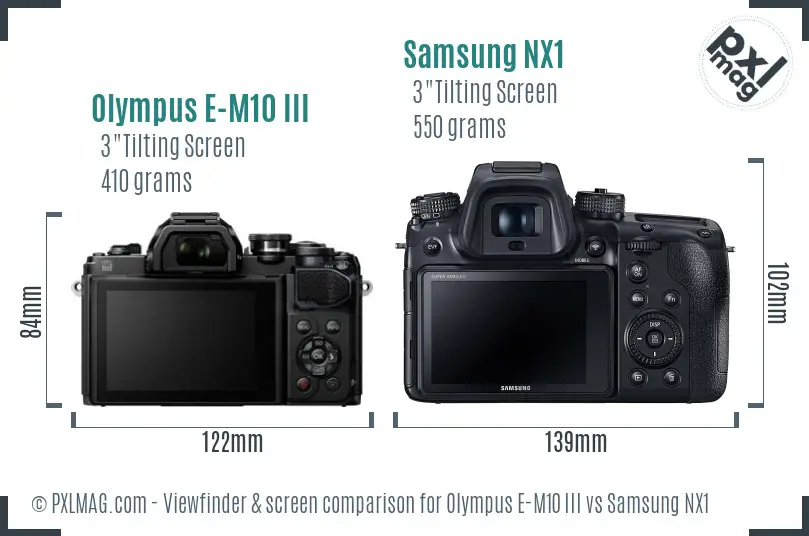 Olympus E-M10 III vs Samsung NX1 Screen and Viewfinder comparison
