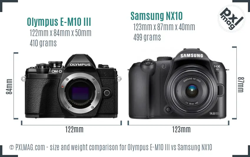 Olympus E-M10 III vs Samsung NX10 size comparison
