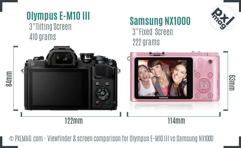 Olympus E-M10 III vs Samsung NX1000 Screen and Viewfinder comparison