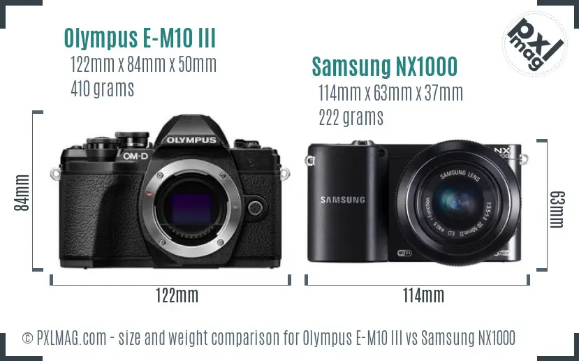 Olympus E-M10 III vs Samsung NX1000 size comparison