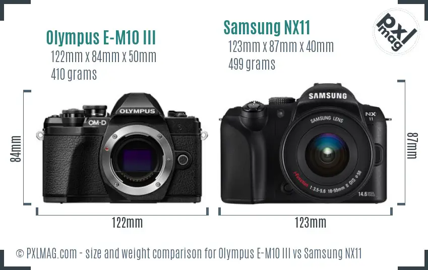 Olympus E-M10 III vs Samsung NX11 size comparison