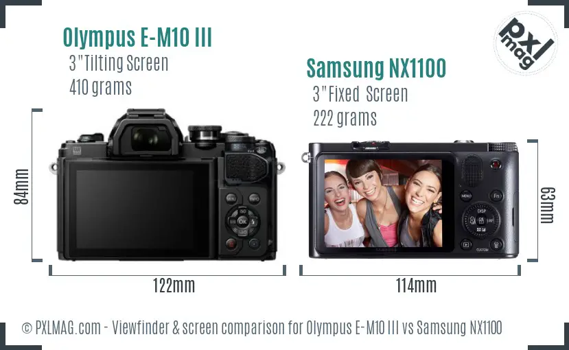 Olympus E-M10 III vs Samsung NX1100 Screen and Viewfinder comparison