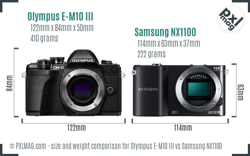 Olympus E-M10 III vs Samsung NX1100 size comparison