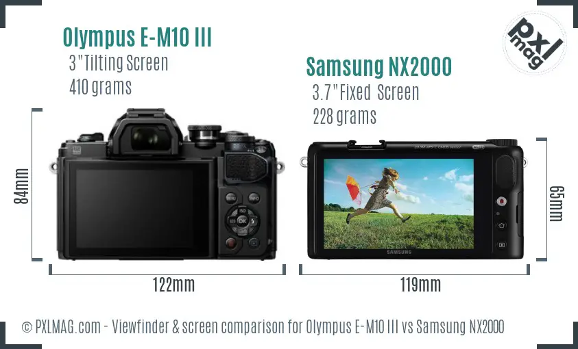 Olympus E-M10 III vs Samsung NX2000 Screen and Viewfinder comparison