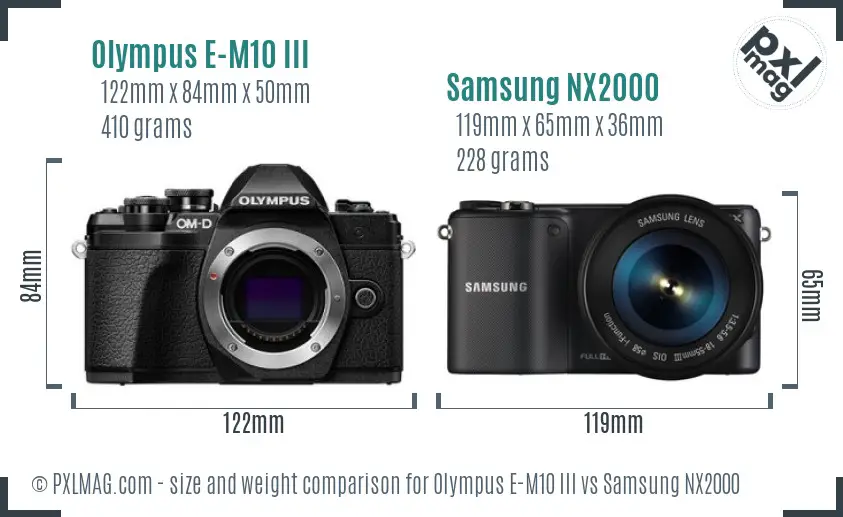 Olympus E-M10 III vs Samsung NX2000 size comparison