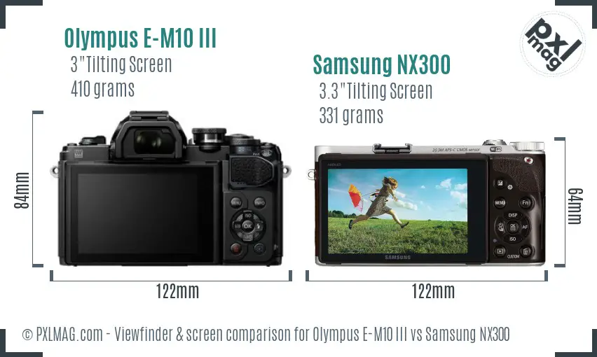 Olympus E-M10 III vs Samsung NX300 Screen and Viewfinder comparison Olympus E-M10 III vs Samsung NX300 Screen and Viewfinder comparison