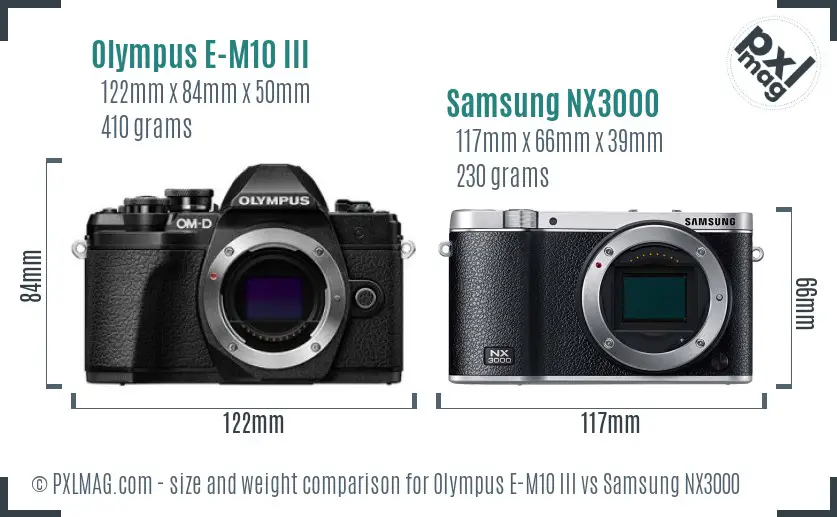 Olympus E-M10 III vs Samsung NX3000 size comparison