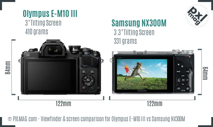 Olympus E-M10 III vs Samsung NX300M Screen and Viewfinder comparison