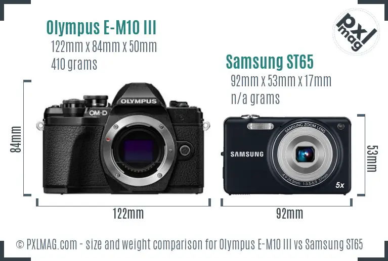 Olympus E-M10 III vs Samsung ST65 size comparison