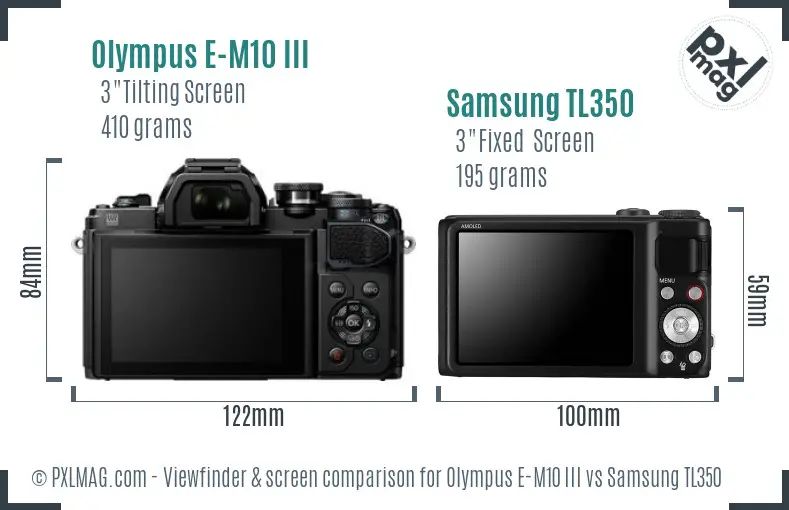 Olympus E-M10 III vs Samsung TL350 Screen and Viewfinder comparison