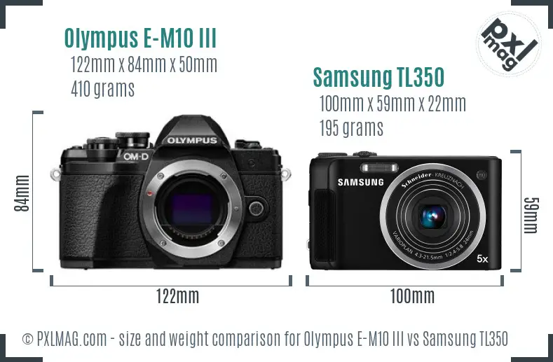 Olympus E-M10 III vs Samsung TL350 size comparison