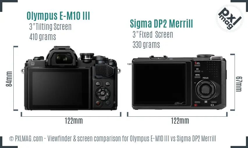 Olympus E-M10 III vs Sigma DP2 Merrill Screen and Viewfinder comparison
