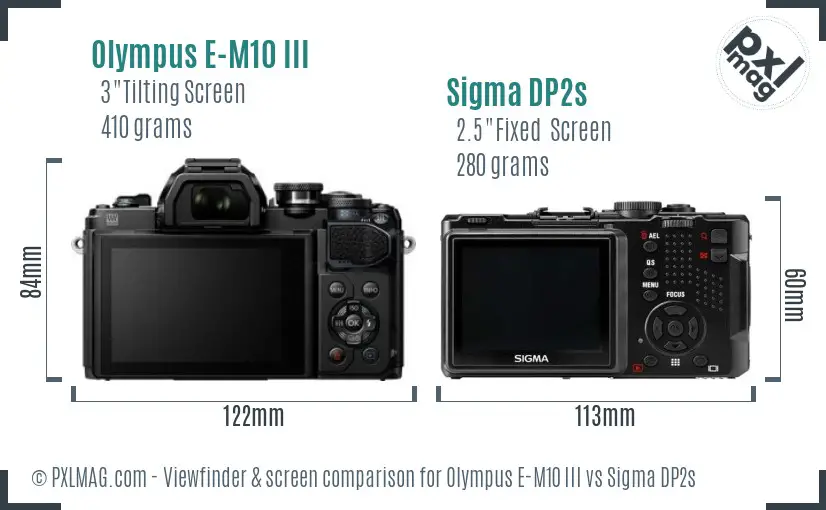 Olympus E-M10 III vs Sigma DP2s Screen and Viewfinder comparison