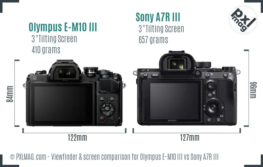 Olympus E-M10 III vs Sony A7R III Screen and Viewfinder comparison