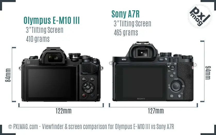 Olympus E-M10 III vs Sony A7R Screen and Viewfinder comparison