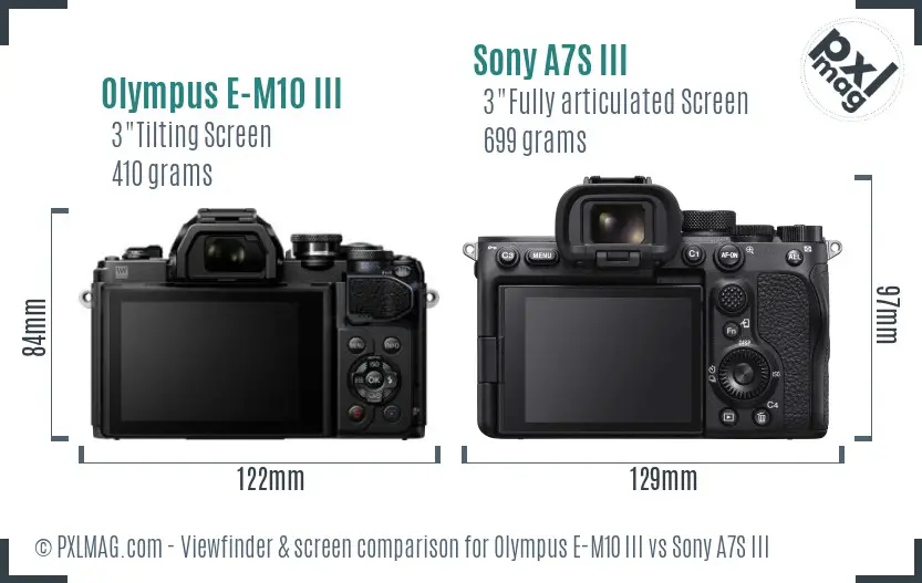 Olympus E-M10 III vs Sony A7S III Screen and Viewfinder comparison Olympus E-M10 III vs Sony A7S III Screen and Viewfinder comparison