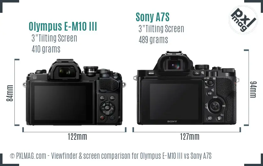 Olympus E-M10 III vs Sony A7S Screen and Viewfinder comparison