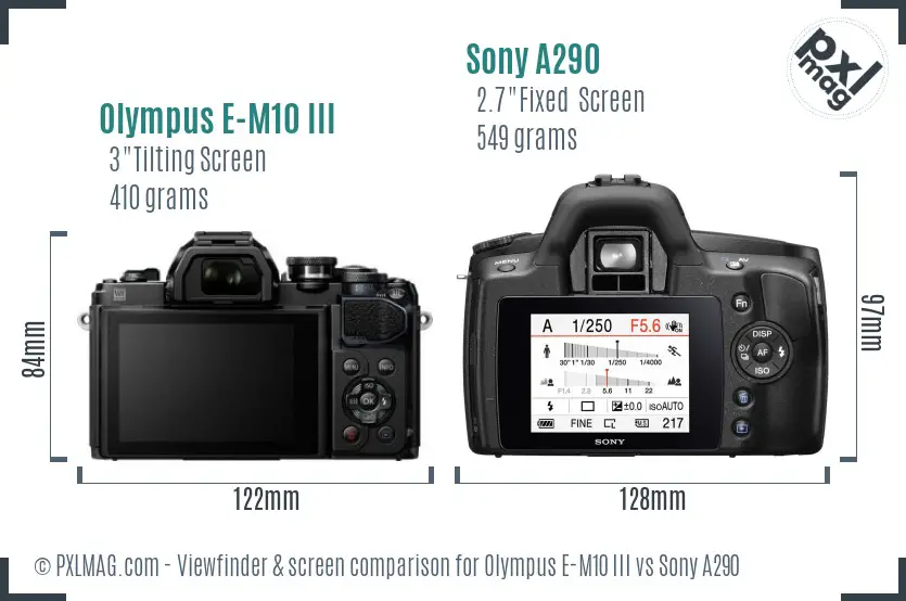 Olympus E-M10 III vs Sony A290 Screen and Viewfinder comparison