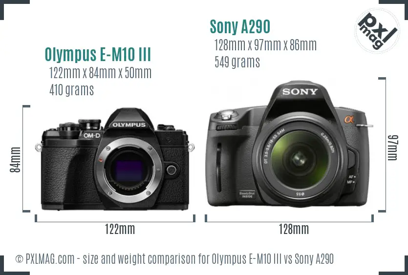 Olympus E-M10 III vs Sony A290 size comparison