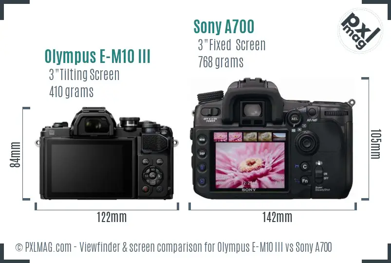 Olympus E-M10 III vs Sony A700 Screen and Viewfinder comparison