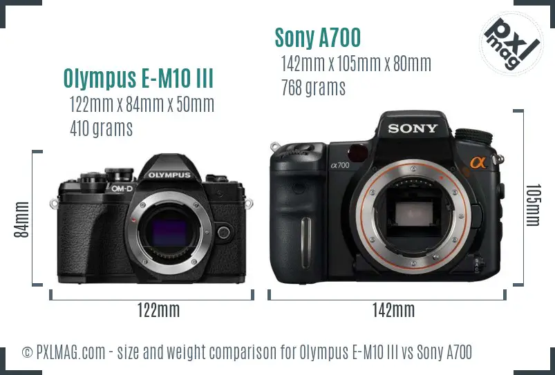 Olympus E-M10 III vs Sony A700 size comparison