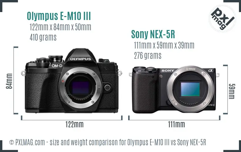 Olympus E-M10 III vs Sony NEX-5R size comparison
