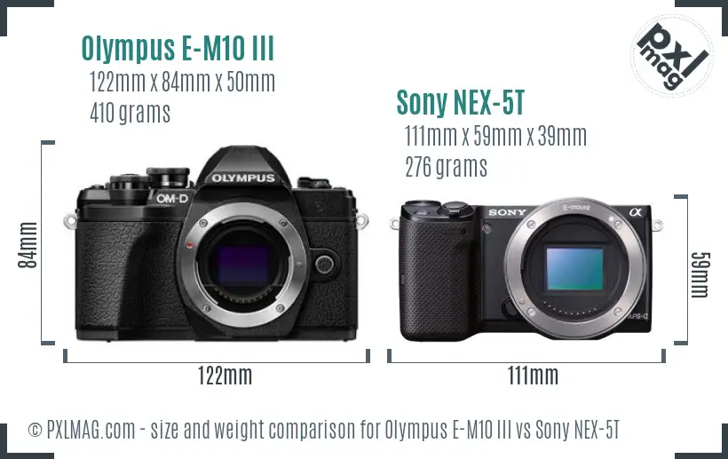 Olympus E-M10 III vs Sony NEX-5T size comparison