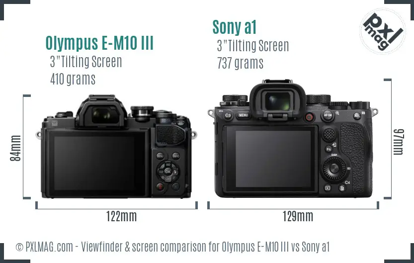 Olympus E-M10 III vs Sony a1 Screen and Viewfinder comparison