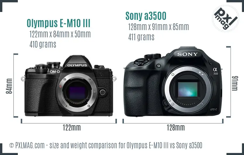 Olympus E-M10 III vs Sony a3500 size comparison