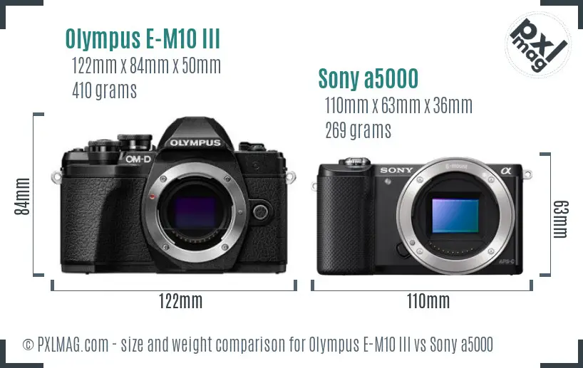 Olympus E-M10 III vs Sony a5000 size comparison Olympus E-M10 III vs Sony a5000 size comparison