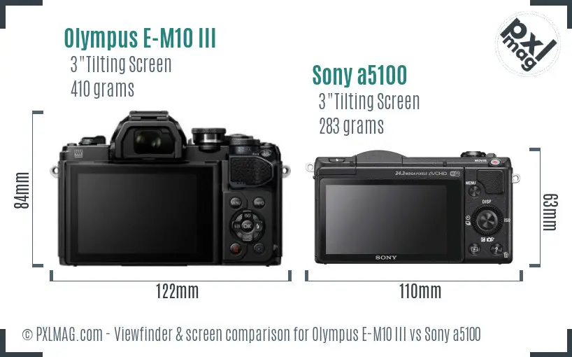 Olympus E-M10 III vs Sony a5100 Screen and Viewfinder comparison