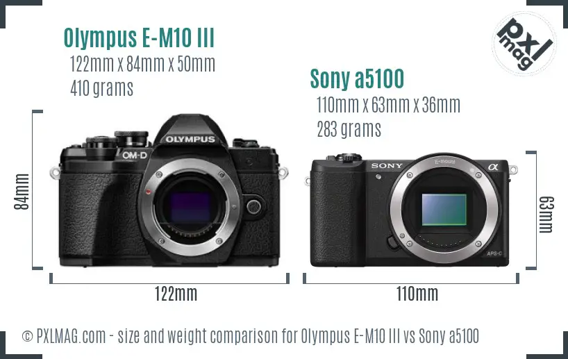 Olympus E-M10 III vs Sony a5100 size comparison