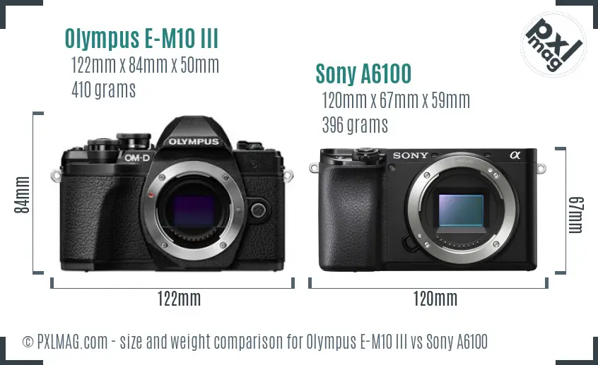 Olympus E-M10 III vs Sony A6100 size comparison