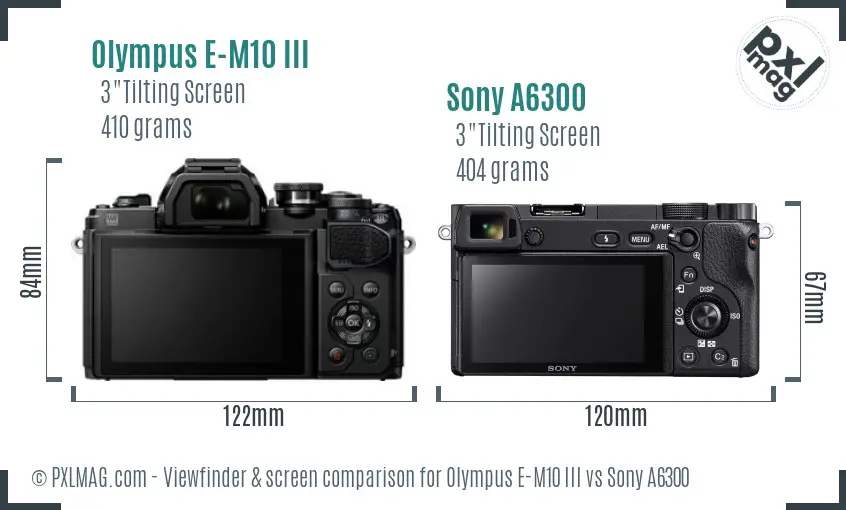 Olympus E-M10 III vs Sony A6300 Screen and Viewfinder comparison